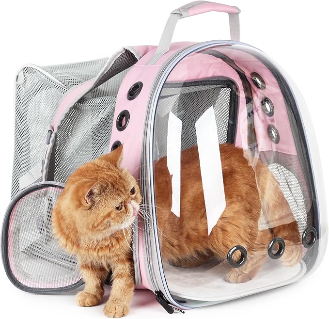 Lollimeow Cat Carrier Backpack, Expandable Bubble Pet Carrier for Cats and Small Dogs, Airline Approved Travel Backpack for Hiking, Walking & Outdoor Adventures - Supports up to 14 lbs