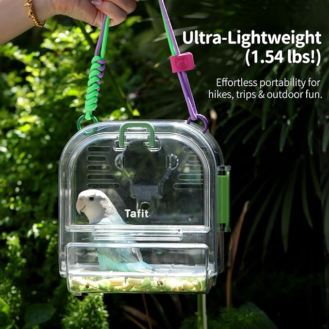 Bird Travel Carrier Cage with Metal Perch, Bottom Mesh, Food Bowl Tray, Cage Cover & Breathable Clear Ventilation for S/M Birds, Conures, Parakeets, Budgies, Canaries, Lovebirds - Purple