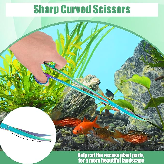 Aquarium Aquascape Tools Kit, 4 in 1 Anti-Rust Aquatic Plant Aquascaping Tool Stainless Steel Black Tweezers Scissors Spatula for Aquarium Tank Clean Fish Tank Aquascape Accessories Set