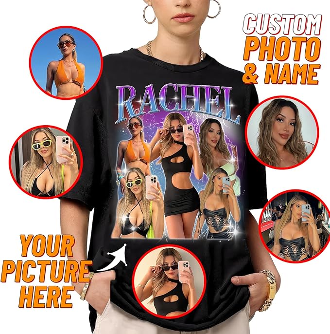 NAZENTI Custom Bootleg Rap Tee, Custom T-Shirts with Picture, Retro Custom Bootleg, Valentine's Gifts for Him Her