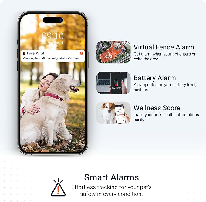 PAJ GPS Dog Tracker - 4G Real-Time Tracking & Runaway Alerts - Waterproof, Long-Range, Smart App Monitor Health & Activity - Fits Any Collar, Mini Device Navigator Chip - Subscription Required - Black