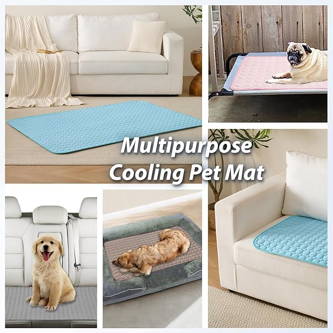 MICROCOSMOS Summer Cooling Mat & Sleeping Pad- Water Absorption Top, Materials Safe, Easy Carry, EZ Clean. Keep Cooling for Pets, Kids and Adults.(Navy Blue, 19" x 15")