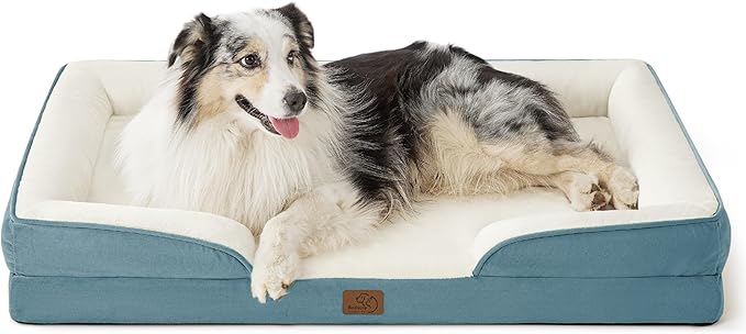 Bedsure XL Orthopedic Dog Bed for Extra Large Dogs - Washable XLarge Dog Cat Bed Waterproof, Comfort Dogs Couch Sofa with Washable Removable Cover, Pet Bed with Nonskid Bottom, Dune Haze Blue, 42"