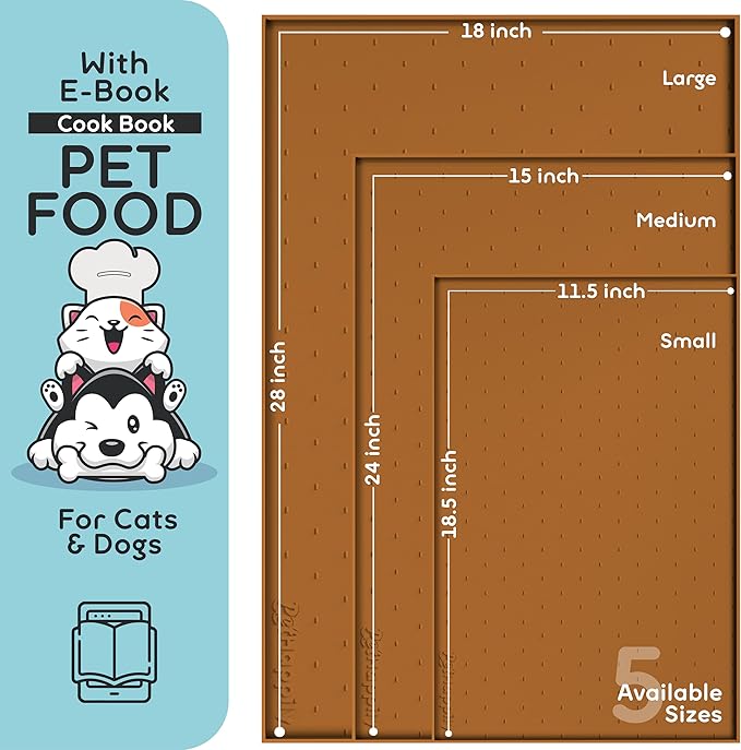 Dog Food Mat - 28x18 Raised Edges Dogs Mat for Food and Water Prevent Spill, Waterproof Cat Food Mats Protect Floors, Easy Clean Dog Bowl Mats for Food and Water, Silicone Pet Feeding Placemats