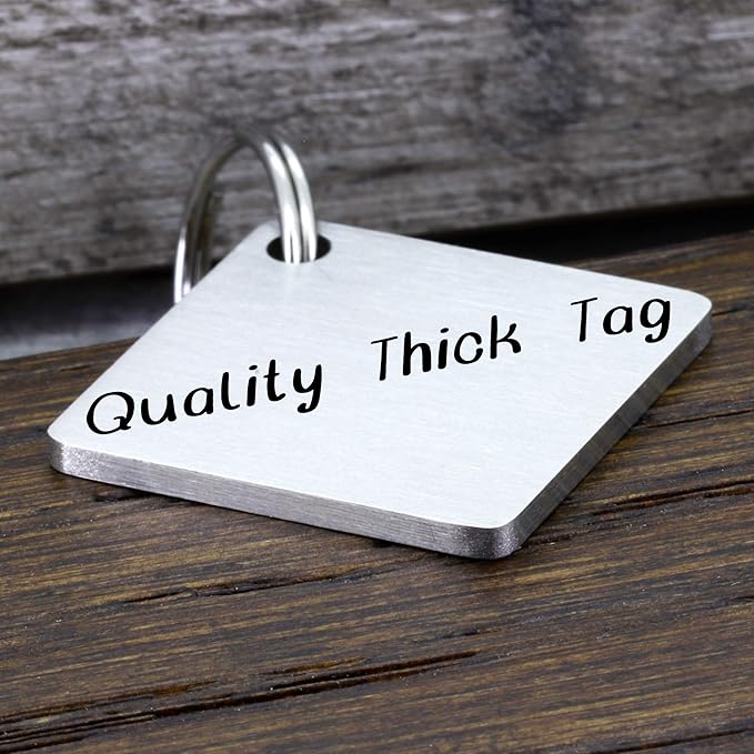 Ultra Joys Stainless Steel Custom Dog & Cat Tags - Personalized Front & Back Engraving, Optional Both Sides, Diamond Tag Mountain Silver Large