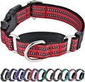 Hikiko Martingale Dog Collars Reflective Nylon Dog Collar with Quick Release Buckle Adjustable Training No Slip Dog Collar (Medium, Red)