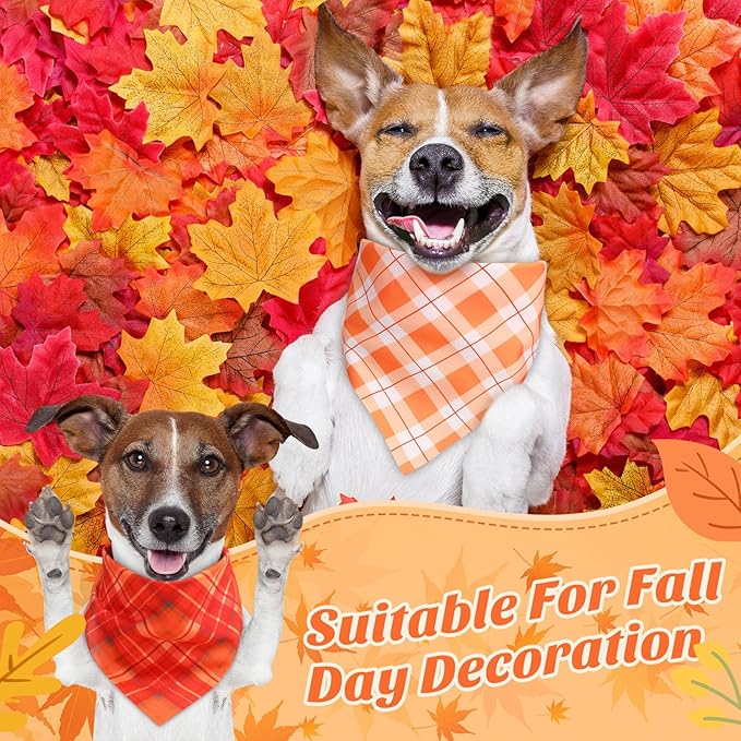 Weewooday 50 Pcs Thanksgiving Fall Dog Bandanas Bulk Plaid Bandanas for Dogs Autumn Soft Doggie Bibs Triangle Scarves for Small Medium Large Pet Costume(Plaid Pattern, 25.6 x 17.7 x 17.7 Inch)