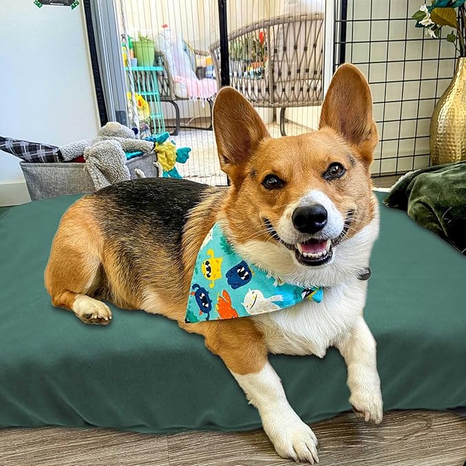 Dog Bed Cover Waterproof Replacement Machine Washable Covers for Dog Bed Heavy Duty Scratch Resistant Mattress Protector Pet Bed 44x32 Inch Dark Green Cover Only