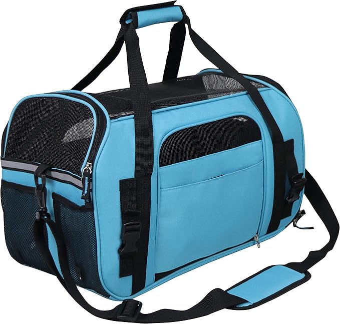 EliteField Soft Pet Carrier (3 Year Warranty, Airline Approved) Soft Sided Dog Puppy Cat Carrier Travel Bag (X-Large: 21" L x 12" W x 13" H, Sky Blue)