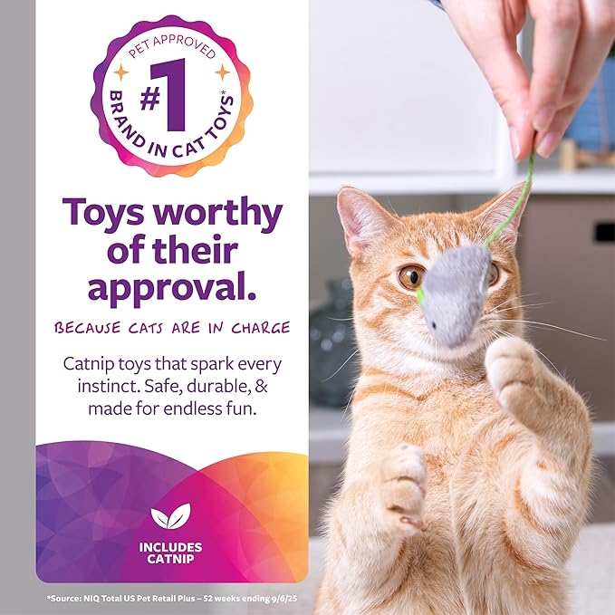 SmartyKat Skitter Critters Value Pack Catnip Cat Toys - Gray/Cream, Set of 10