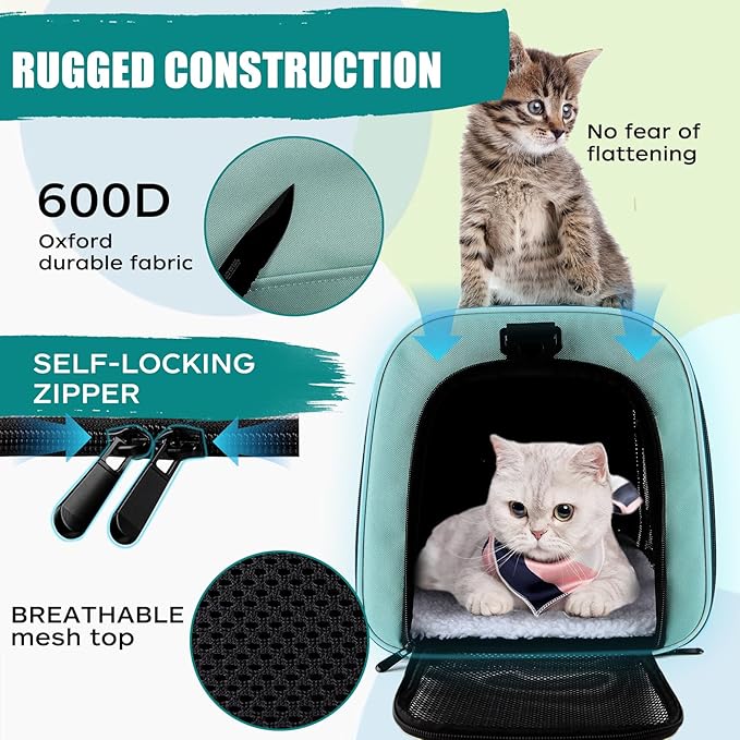 Top tasta Dog Cat Carrier Pet Carriers for Small Medium Large Cats Dogs Carrier Soft Sided Small Puppy Dog Carrier Portable Foldable Airline Approved Dog Cat Travel Carrier Green Large