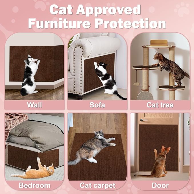 Cat Scratcher Pad,47.2"x15.8" Scratching Mat,Trimmable Anti Scratch Bed Couch Wall Corner Furniture Protector from Cat Claws,Easy Use for Cat Carpet/Door