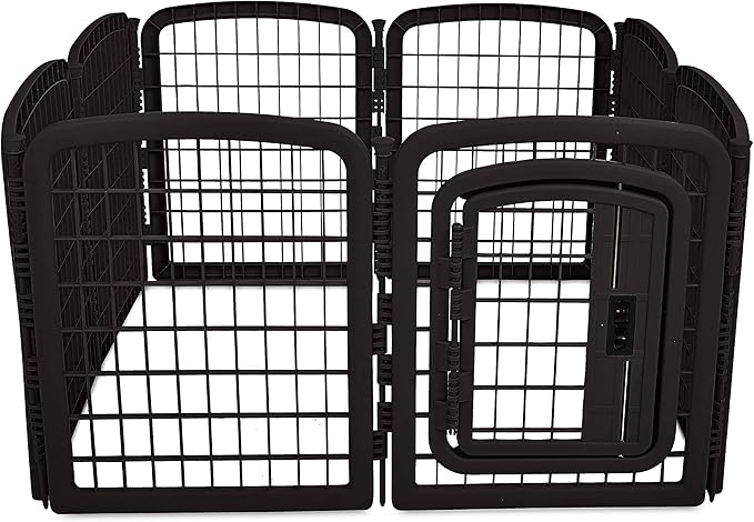 Amazon Basics 8-Panel Octagonal Plastic Pet Pen Fence Enclosure With Gate, 59 x 58 x 28 Inches, Black