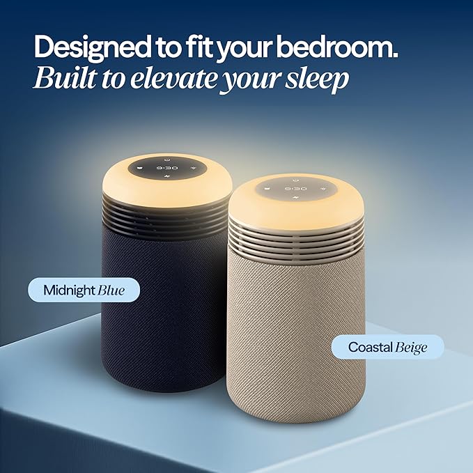 BLUEAIR Purifier for Bedroom - Mini Restful - Sunrise Clock with HEPASilent Filtration and Wake Up Light - Cleans Air and Supports Circadian Rhythm - USB-C and App Connectivity, Beige