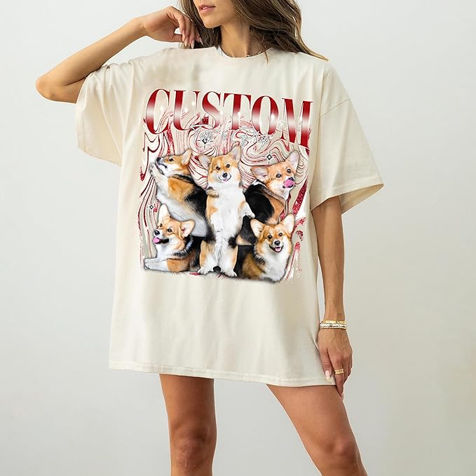 NAZENTI Custom Bootleg Rap Tee, Custom T-Shirts with Picture, Retro Custom Bootleg, Valentine's Gifts for Him Her