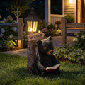 Lyeasw Garden Statues Bears, Solar Reading Bear Statue with Welcome Sign Decor, Bear Figurine Lights for Outside, Patio, Lawn, Garden Decor Birthday Housewarming for Women, Mom