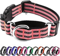 Hikiko Martingale Dog Collars Reflective Nylon Dog Collar with Quick Release Buckle Adjustable Training No Slip Dog Collar (Large, Cherry Pink)