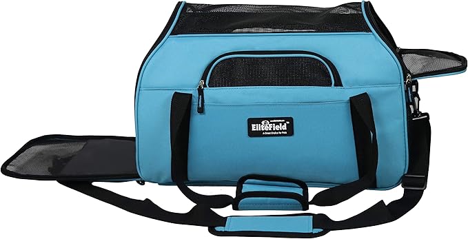 EliteField Soft Sided Pet Carrier (3 Year Warranty, Airline Approved), Multiple Sizes and Colors Available (Large: 19" L x 10" W x 13" H, Sky Blue)