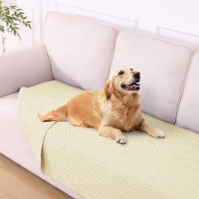 hyha Waterproof Dog Blanket, Soft Dog Bed Cover Pet Blankets, Waterproof Sofa Couch Cover for Dogs Washable, Reversible Pet Couch Covers for Sofa Furniture (40x80 Inch, Beige/Beige)