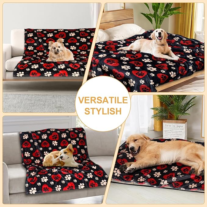 Premium Soft Dog Blanket Washable,43"x30" Cat Blanket for Indoor Cats Large Medium Small Dog Gifts Puppy Essentials (Red/Black)