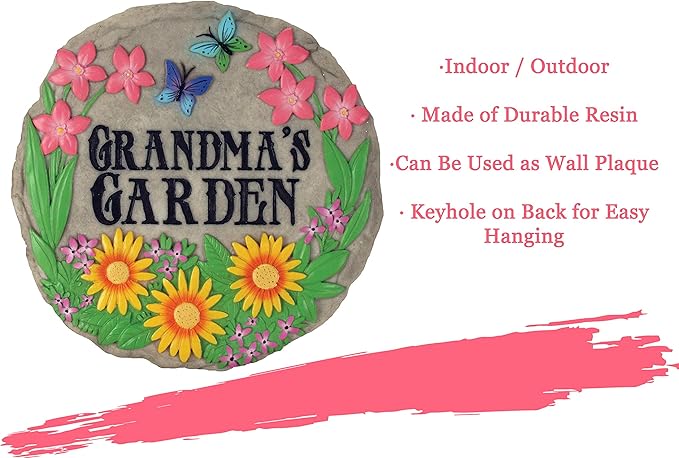 Spoontiques - Garden Décor - Grandma’s Garden Stepping Stone - Decorative Stone for Garden