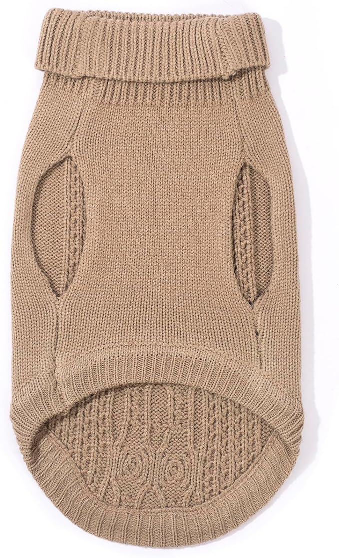 Cat Sweater Keep Your Pets Cozy, 16 Color Turtleneck Knitted Sleeveless Cat Clothes, Winter Outfits for Cats & Small Dogs During Cold Seasons (Khaki, Small)