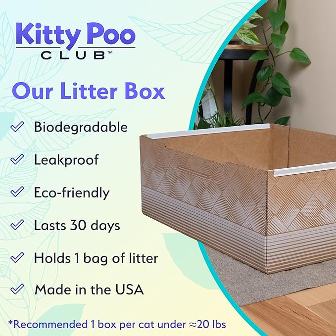 Kitty Poo Club Leakproof Disposable 2-Pack Cat Litter Box with 2 Bags Diatomite Litter | Superior Odor Control & Recyclable Design | Perfect for Travel, Multi-Cat Homes & Daily Use