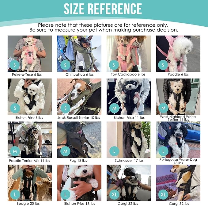 Lukovee Dog Backpack Carrier, Legs Out Easy-fit Dog Front Carrier for Small Medium Dogs, Adjustable Hands Free Dog Chest Carrier for Hiking Cycling (Green-4,Medium)