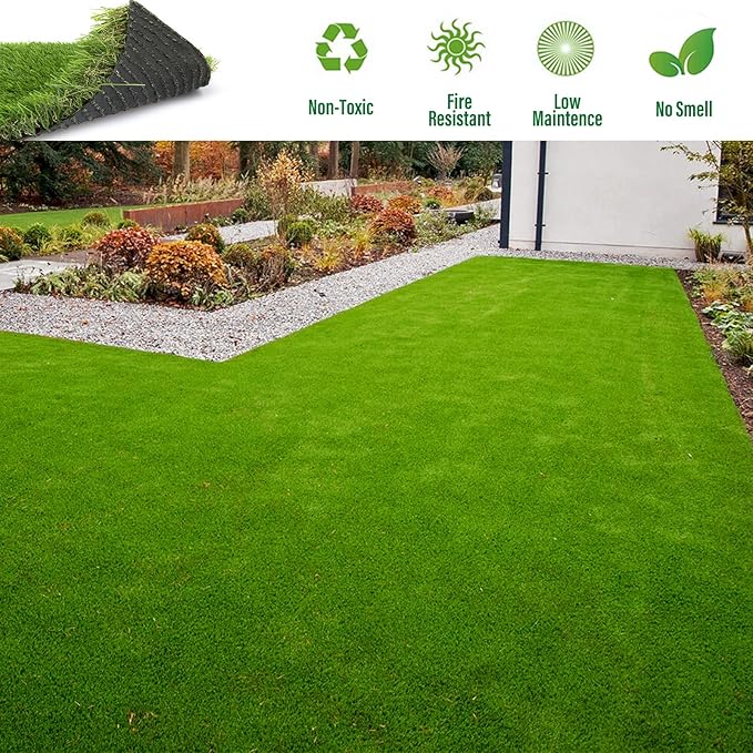 Artificial Grass Rug Outdoor Indoor 5FTX57FT Fake Grass Carpet Green Synthetic Grass Pet Turf Realistic Faux Grass Rug with Drain Holes for Garden Lawn Landscape Balcony Home Decor Patio