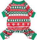 Fitwarm Dog Christmas Outfit, Holiday Pet Clothes for Small Dogs Boy Girl, Festive Pajamas with Feet, Puppy Onesie, Red, Green, Small