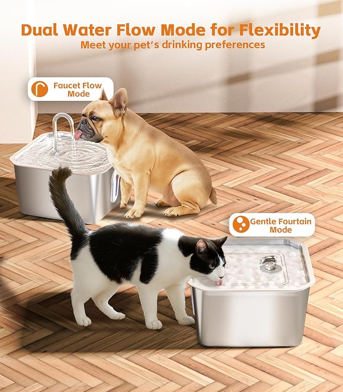 4L/135oz Large Cat Water Fountain Stainless Steel with 4 Filters Pet Water Fountain for Cats Quiet Indoor Pets Dog Small Animal Automatic Dog Water Dispenser for Drinking Watering Supplies