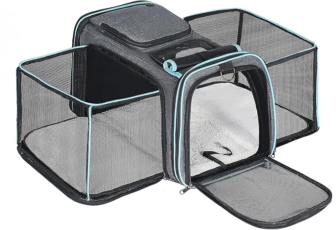 Pesen Expandable Dog & Cat Carrier, Airline Approved Soft Pet Carrier, Breathable & Collapsible Design, Ideal for Small Dogs, Cats, Rabbits and Other Small Animals – Larger Expansion Area for Comfort