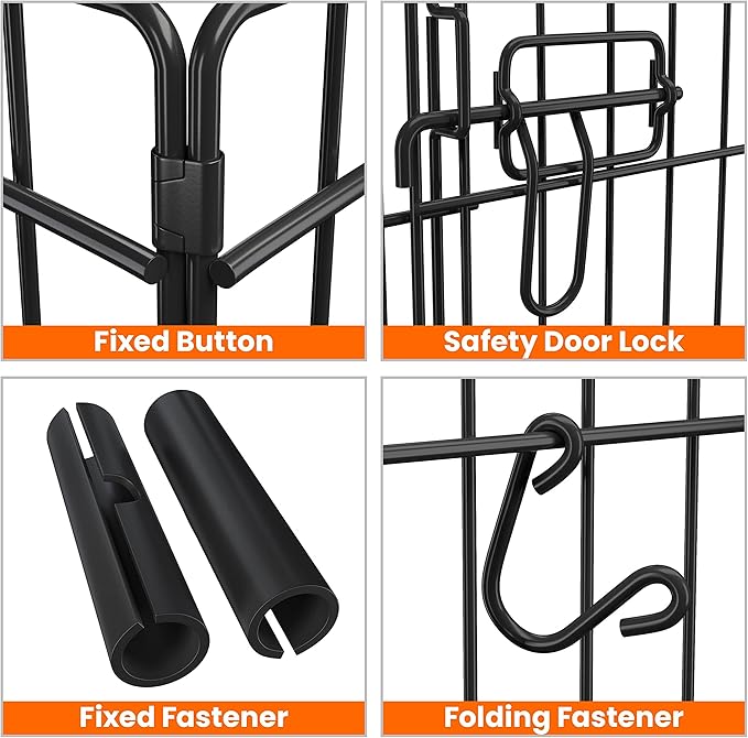 Yaheetech 30" High 8 Panel Foldable Metal Dog Exercise Pen Pet Playpen Dog Fence Outdoor & Indoor Use for Small Animals with Door Black
