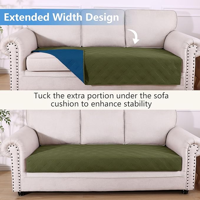 hyha Waterproof Dog Blanket, Reversible Pet Bed Blanket, Soft Sofa Couch Cover for Dogs Washable, Waterproof Pet Couch Covers for Sofa Puppy Cats Furniture Protector(40"x80", Green/Navy Blue)