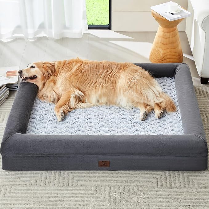WNPETHOME XL Extra Large Dog Bed, Washable Dog Couch with Removable Waterproof Cover, Orthopedic Large Pet Sofa Bed with Bolster Sides for Sleeping