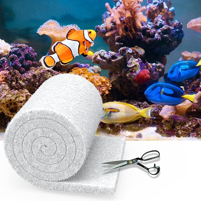 Aquarium Filter Floss 12 * 72 Inches,Dual Density Aquarium Filter Pad,Pond Filter Pad,Filter Media for Crystal Clear Water,Safe for Fish/Reef/Turtles
