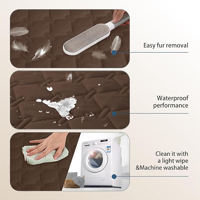gogobunny 3X Stronger Waterproof Pet Blanket, Scratch Proof Furniture Protector for Dogs Cats, Reversible Cover 82x120 Inch, Dark Chocolate