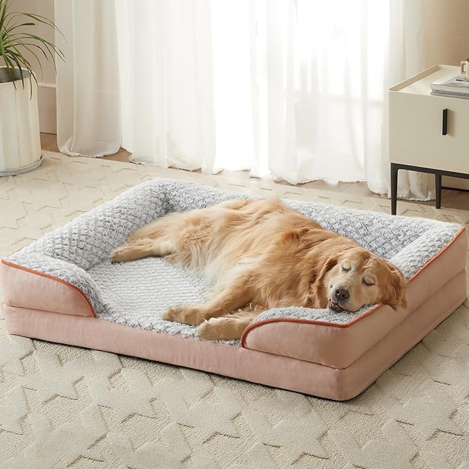 Orthopedic Dog Bed for Extra Large Dogs, Egg Crate Foam Bed for Extra Large Dogs, Equipped with Removable Waterproof Pillow Cover and Anti-Slip Bottom, Pet Bed