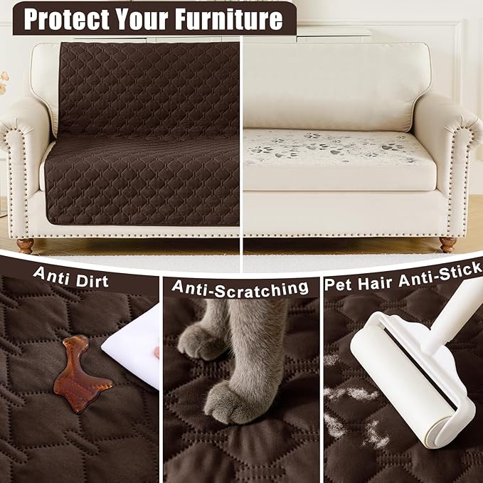 Smiry Waterproof Dog Bed Cover Blanket, Soft Reversible Pet Blanket, Washable Leakproof Cats Dogs Couch Cover for Sofa, Couch, Furniture (40x50 Inch, Chocolate/Dark Grey)