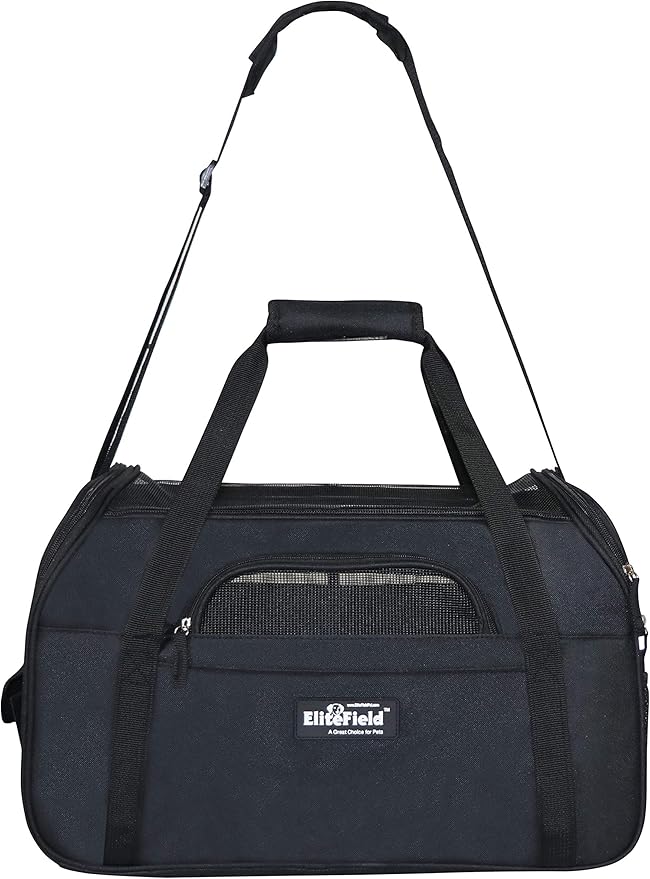EliteField Soft Sided Pet Carrier (3 Year Warranty, Airline Approved), Multiple Sizes and Colors Available (Large: 19" L x 10" W x 13" H, Black)