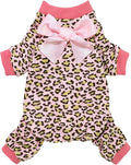 Fitwarm Leopard Dog Pajamas, Fleece Dog Clothes for Small Dogs Girl with Legs, Pet Onesie, Cat Outfit, Pink, XXL