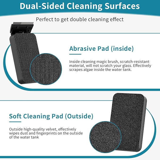 hygger Aquarium Magnet Glass Cleaner, Magnetic Fish Tank Cleaner with 2 Blades For Glass and Acrylic Aquariums, Aquarium Algae Scraper with Super Strong Magnet for Fish Tanks 0.3-0.6Inch Thickness (L)