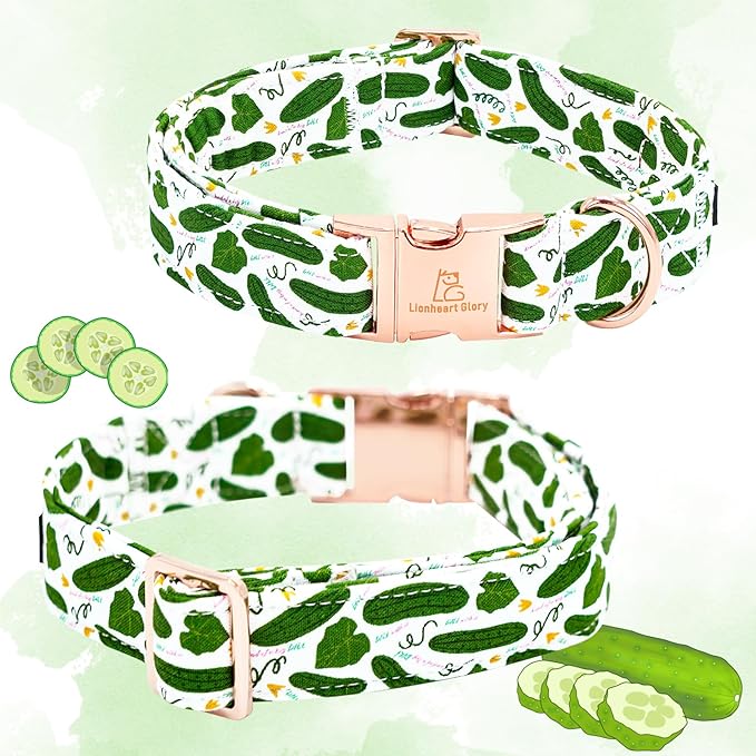 Lionheart glory Dog Bow Collar Cucumbers Print Dog Collar for X-Small Dogs,Female Male Dog Collars with Bowtie Spring Summer Collars Soft Adjustable Pet Collar Bows