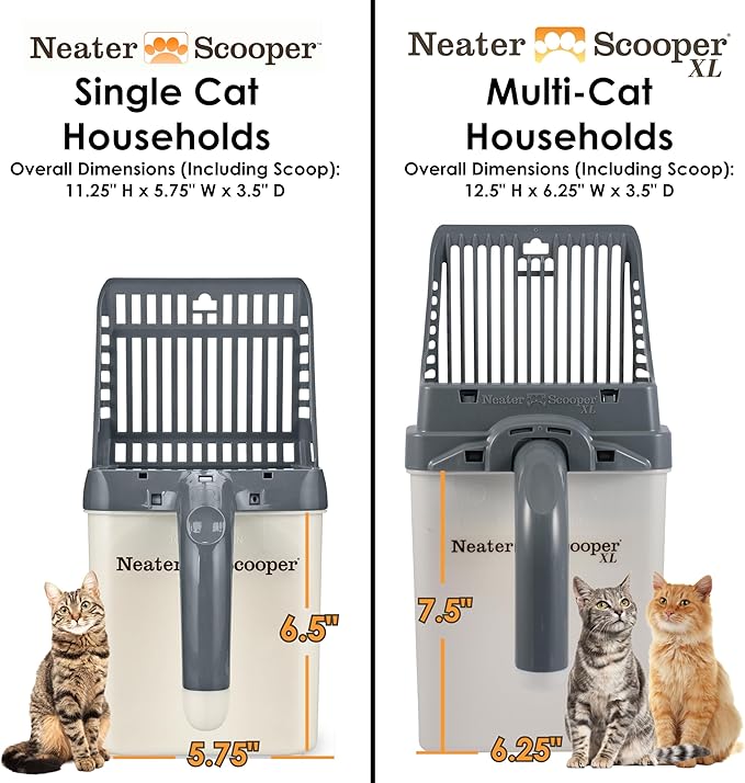 Neater Pet Brands Neater Scooper XL Cat Litter Scoop, 15 Refill Bags – Extra-Large Capacity Mess-Free Cat Litter Scooper with Bag for Large & Multiple Cats, Spill-Proof Litter Box Scooper with Holder