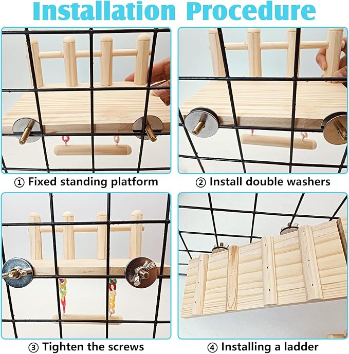 Hamiledyi 17Pcs Parrot Swing Toys Perches Platform with Bird Climbing Ladder Chewing Hanging Standing Colorful Toys Cage Accessories for Parakeet, Conure, Finch, Lovebirds, Budgie, Canary