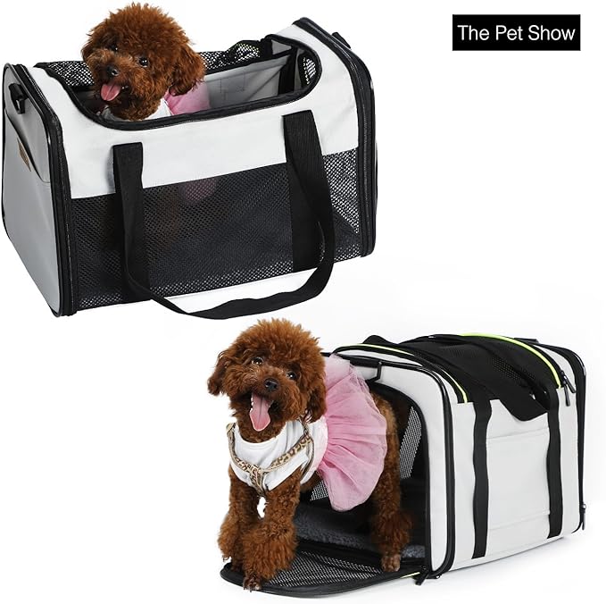 Cat Carrier - Portable Foldable Dog Pet Carrier, Soft-Sided Pet Bag up to 28 Lbs, Airline Approved Travel Puppy Carrier
