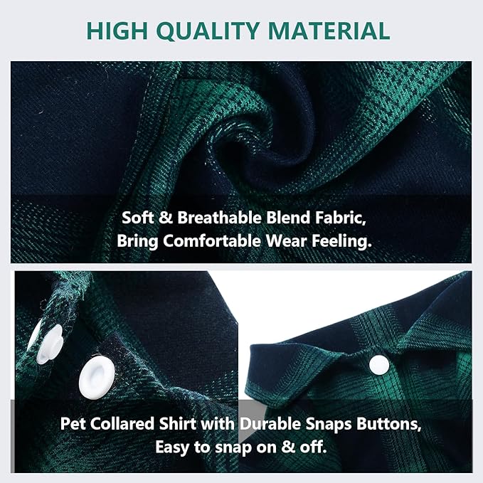 Koneseve Dog Shirt, Pet Plaid Clothes Shirt T-Shirt, Sweater Bottoming Shirt for Small Dog Cat Puppy Grid Adorable Wearing Stylish Cozy Halloween,Christmas Costumes (Green;XXL)