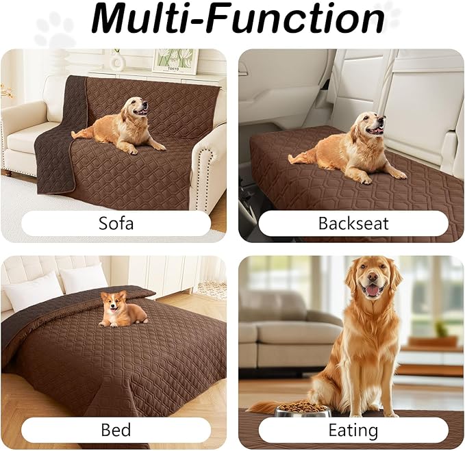 hyha Waterproof Dog Bed Blanket, Soft Pet Blankets, Waterproof Couch Cover for Dogs, Reversible Sofa Covers Washable for Furniture (82x102 Inch, Brown/Chocolate)