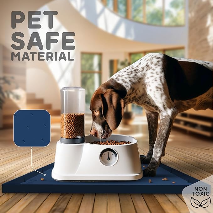 32x24x1” XL Dog Food Mat - All Purpose Under Sink Liner, Washer and Dryer Covers for The Top, Silicone Griddle Mat for Blackstone - Raised Edges Dog Mat for Food and Water Prevent Spill, Waterproof