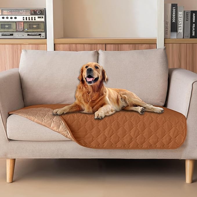 gogobunny 100% Double-Sided Waterproof Dog Bed Cover Pet Blanket Sofa Couch Furniture Protector for Puppy Large Dog Cat, Reversible (32x53 Inch (Pack of 1), Dark Pumpkin/Light Pumpkin)